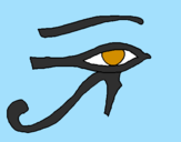 Disegno Occhio di Horus  pitturato su giorgia