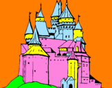Disegno Castello medievale  pitturato su yessica