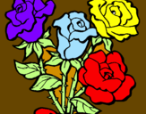 Disegno Mazzo di rose  pitturato su irene