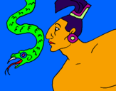 Disegno Serpente e guerriero pitturato su mauri