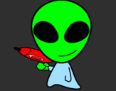 Disegno Alieno II pitturato su Alessio