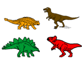 Disegno Dinosauri di terra  pitturato su An tonello