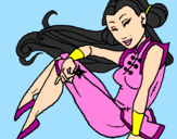 Disegno Principessa ninja  pitturato su super marta