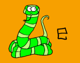 Disegno Serpente  pitturato su serpe verde