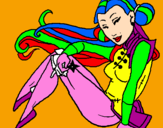 Disegno Principessa ninja  pitturato su anna