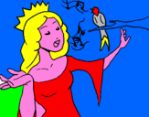 Disegno Principessa che canta pitturato su anónimo