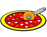 Disegno Pizza pitturato su pollo