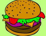 Disegno Hamburger completo  pitturato su SHARON