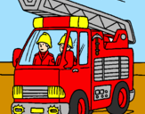 Disegno Camion dei Pompieri  pitturato su gaia