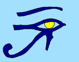 Disegno Occhio di Horus  pitturato su camilla