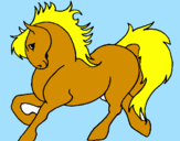 Disegno Cavallo robusto  pitturato su rachele