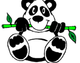 Disegno Orso panda  pitturato su sandy
