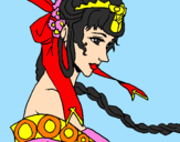 Disegno Principessa cinese pitturato su sara