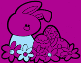 Disegno Coniglietto di Pasqua  pitturato su brunella 