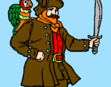 Disegno Pirata con il pappagallo  pitturato su Enrico