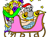 Disegno Babbo Natale alla guida della sua slitta pitturato su GIOIA