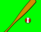 Disegno Mazza da baseball e Pallina  pitturato su PIETRO