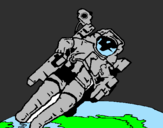 Disegno Astronauta nello spazio  pitturato su giovanni