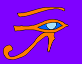 Disegno Occhio di Horus  pitturato su elena
