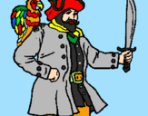 Disegno Pirata con il pappagallo  pitturato su TIZIO