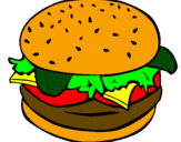 Disegno Hamburger completo  pitturato su super-burgher