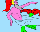 Disegno Poseidone pitturato su adri primo