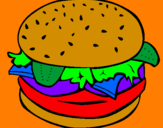 Disegno Hamburger completo  pitturato su tommy c 