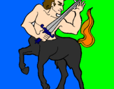 Disegno Centauro  pitturato su arianna