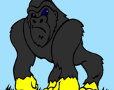 Disegno Gorilla pitturato su giulio