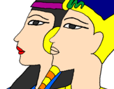 Disegno Ramses e Nefertiti pitturato su federica