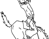 Disegno Cowboy a cavallo  pitturato su luca
