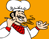 Disegno Lassaggio dello chef pitturato su giorgia