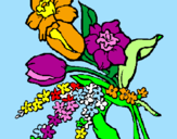 Disegno Mazzo di fiori pitturato su Perla