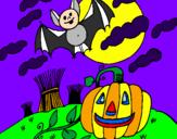 Disegno Halloween paesaggio pitturato su federico