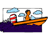 Disegno Acquatico barca pitturato su GABRIELE