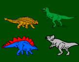 Disegno Dinosauri di terra  pitturato su filippo