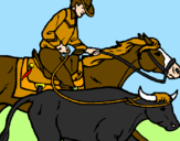Disegno Cowboy e mucca  pitturato su Federica