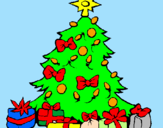 Disegno Albero di Natale  pitturato su Giulia - albero natale