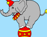 Disegno Elefante sulla palla  pitturato su giovanni