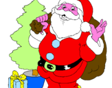 Disegno Babbo Natale con lalbero di Natale pitturato su U76695R76