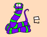 Disegno Serpente  pitturato su denise