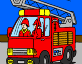 Disegno Camion dei Pompieri  pitturato su gabriele 1