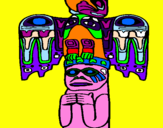 Disegno Totem pitturato su ugoere