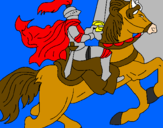 Disegno Cavaliere a cavallo pitturato su vilma