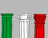 Disegno Capitello dorico, ionico e corinzio  pitturato su katia