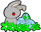 Disegno Coniglietto di Pasqua  pitturato su andrei