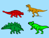 Disegno Dinosauri di terra  pitturato su simone