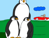 Disegno Famiglia pinguino  pitturato su giovy