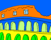 Disegno Colosseo pitturato su sassuri