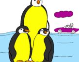 Disegno Famiglia pinguino  pitturato su Elisa